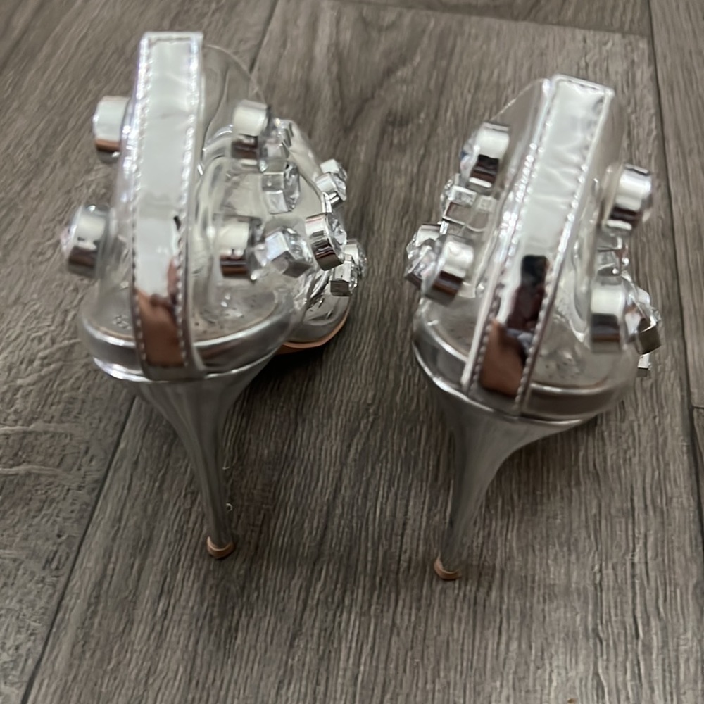 Azalea Wang Rhinestone Transparent Pointed Toes High-Heels, size 7 - Picture 2 of 5